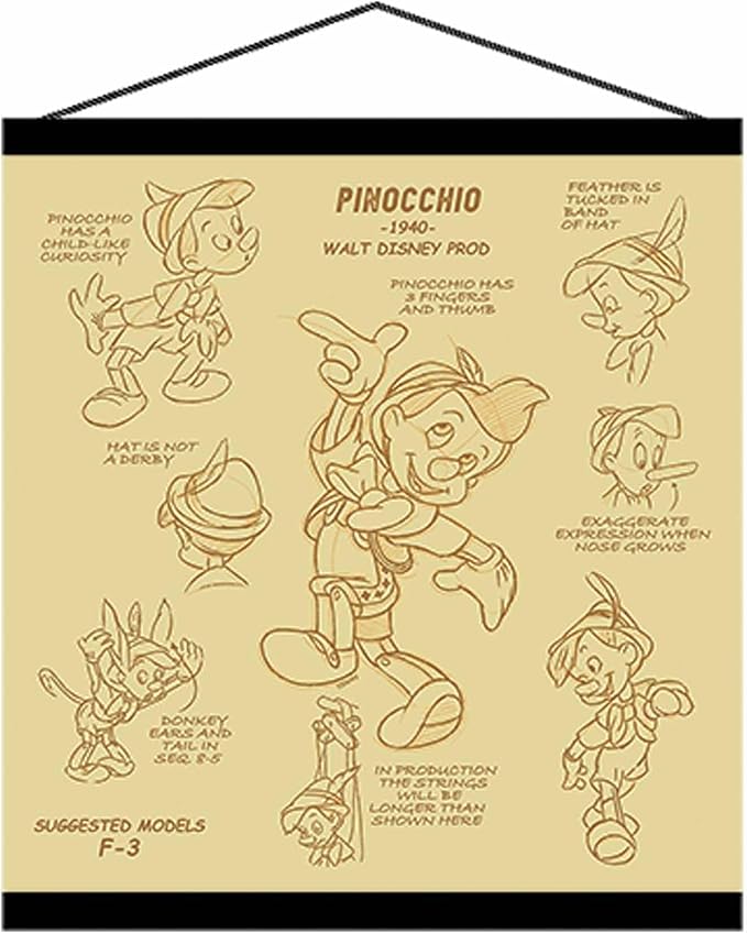 Open Road Brands Disney Pinocchio Hanging Canvas Banner - Nostalgic Pinocchio Wall Decor for Movie Room or Play Room