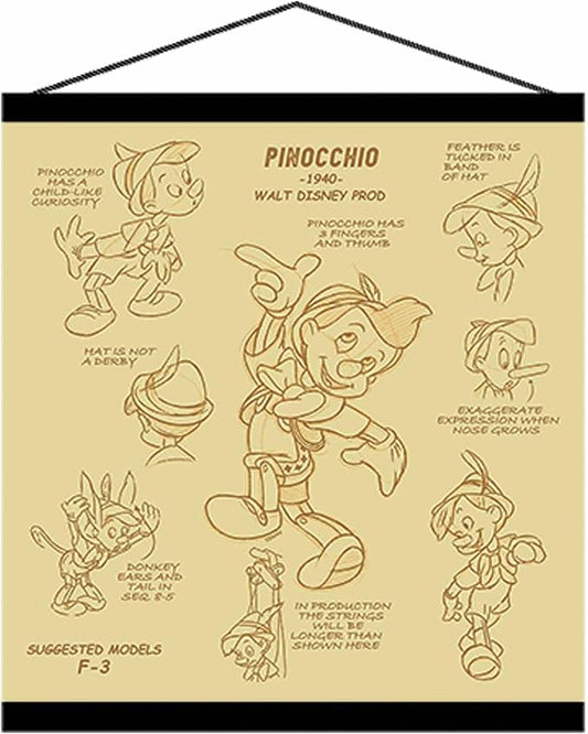 Open Road Brands Disney Pinocchio Hanging Canvas Banner - Nostalgic Pinocchio Wall Decor for Movie Room or Play Room