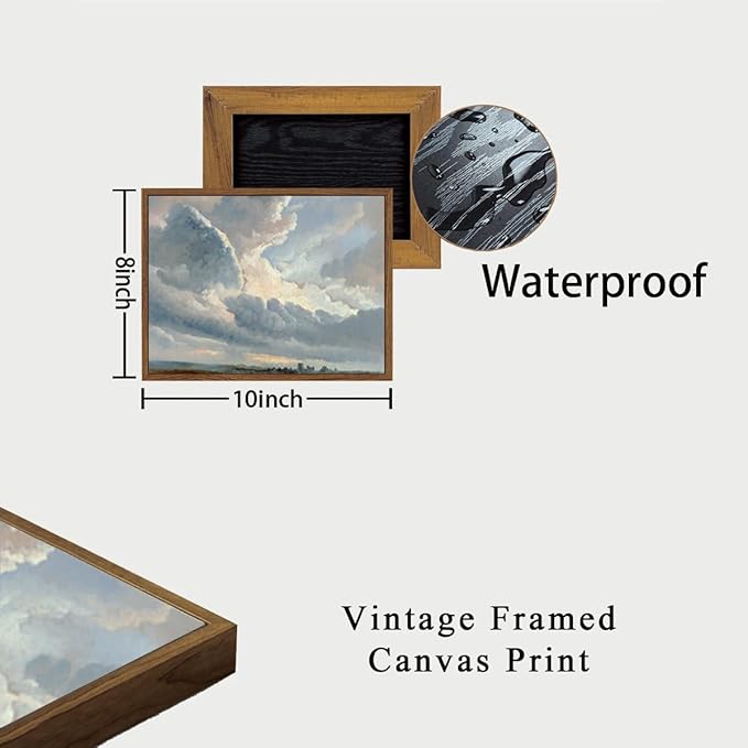 OIQArtOIQ Vintage Landscape Canvas Wall Art Framed Natural Scenery Painting Artwork Prints France Country Wilderness Farmhouse Decor Pictures Kitchen Bedroom Living Room Bathroom