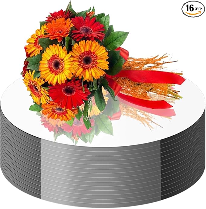 16pcs Round Mirror Centerpieces for Tables Decorations Acrylic Circle Wall Mirror Mirror for DIY Craft Candle Plate Trays for Wedding Birthday PartyTable Christmas Decor (12inch,8inch)