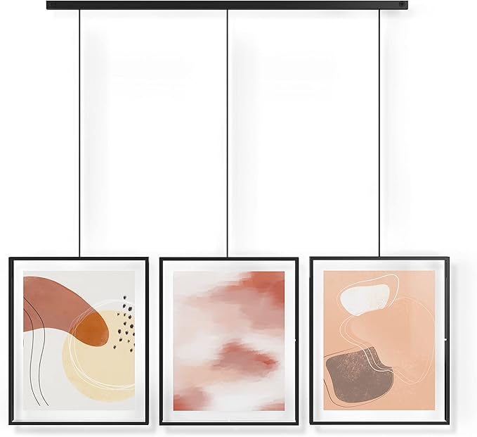 Umbra Exhibit Picture Frame Gallery Set, Adjustable Wall Collage Displays Three 8"x10" Photos, Set of 3, Black