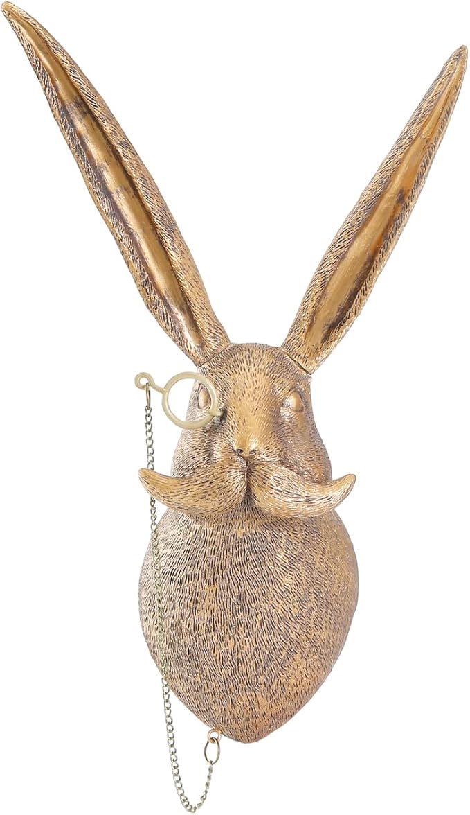 Joogour Head Wall Mount Decor,Resin Animal Sculptures，Art Deco Wall Hanging Decoration for Living Room Bedroom Officeroom Gift (Rabit)