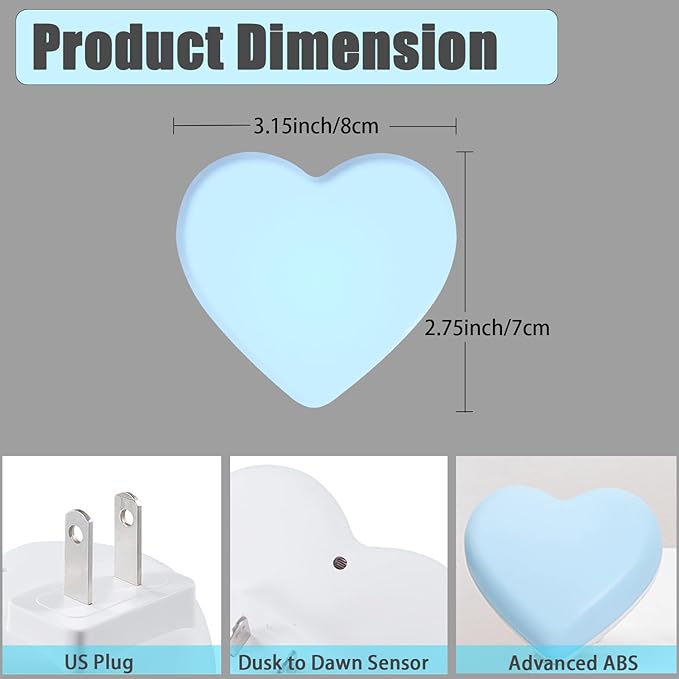 INZU Night Lights Plug into Wall, LED Night Light for Kids, Cute Nightlight with Auto Dusk to Dawn Sensor, LED Nightlight with Soft Warm Light for Bedroom, Nursery, Bathroom, Hallway (Blue)