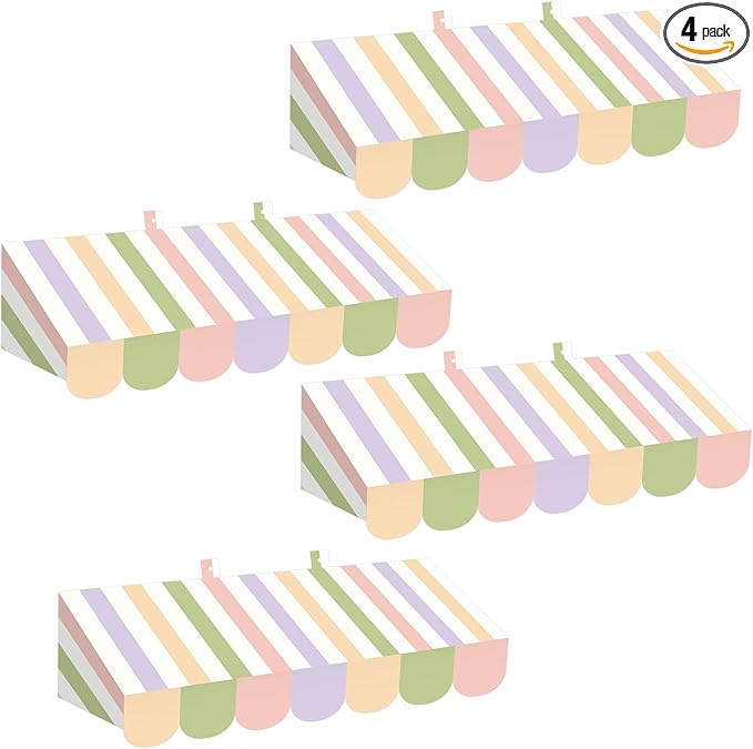 Tallew 4 Pcs 3D Circus Awning Wall Decoration Carnival Awning for Halloween Carnival Theme Party Classroom Decorations(Pastel Color)