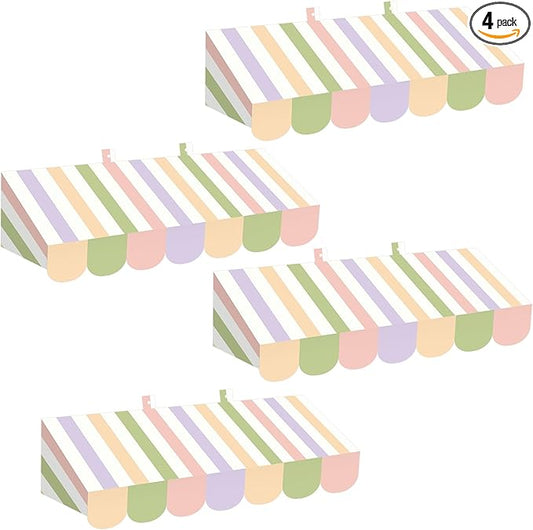 Tallew 4 Pcs 3D Circus Awning Wall Decoration Carnival Awning for Halloween Carnival Theme Party Classroom Decorations(Pastel Color)