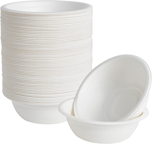 ECOLipak 16 oz Paper Bowls, [150-Pack] Compostable Paper Bowls Bulk, Heavy-duty Disposable Bowls for Hot And Cold Food