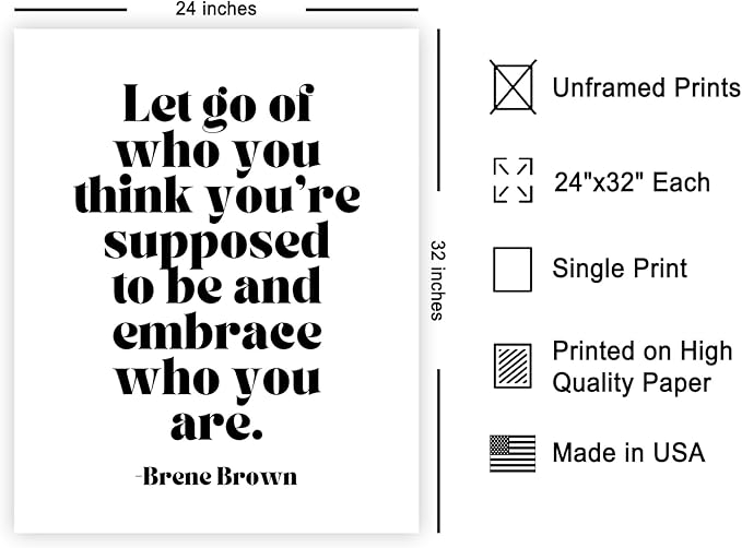 Poster Master Motivational Poster - Retro Inspirational Print - Embrace Who You Are, Positive, Uplifting, Encouragement - Gift for Girl, Friend - Wall Decor for Home, Dorm, 24x32 Unframed Wall Art