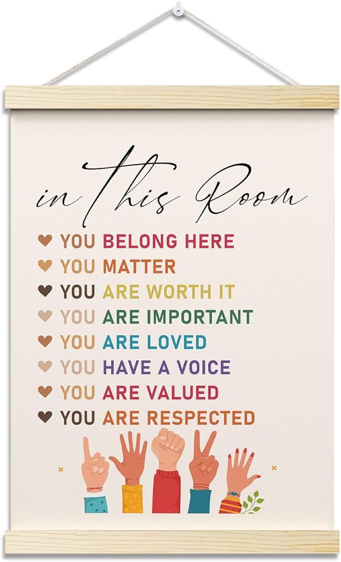 In This Room Posters Hanger Frame for Therapy Office Mental Health Hanging Poster for Nursery Classroom Decor Wall Art Decor for Homeschool Bedroom Kidroom Canvas Wall Art Print 16x12 Inches - YY039