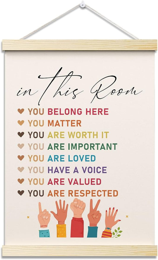 In This Room Posters Hanger Frame for Therapy Office Mental Health Hanging Poster for Nursery Classroom Decor Wall Art Decor for Homeschool Bedroom Kidroom Canvas Wall Art Print 16x12 Inches - YY039