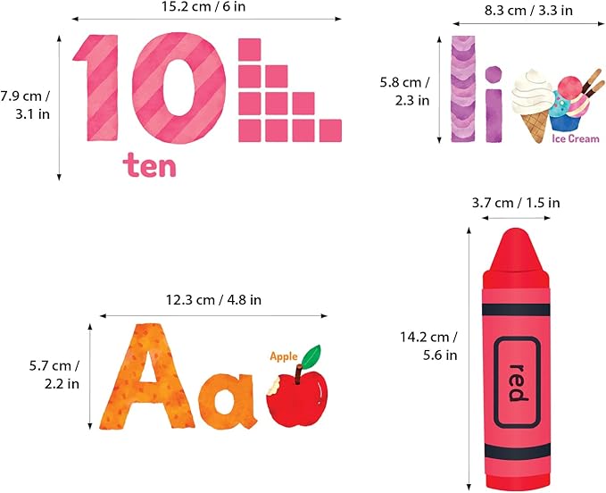 DECOWALL DS-8044 Animal Alphabet Numbers Colour Decals Stickers Kids Peel and Stick Removable for Room décor Letters ABC Classroom playroom Decorations Educational Bedroom Nursery