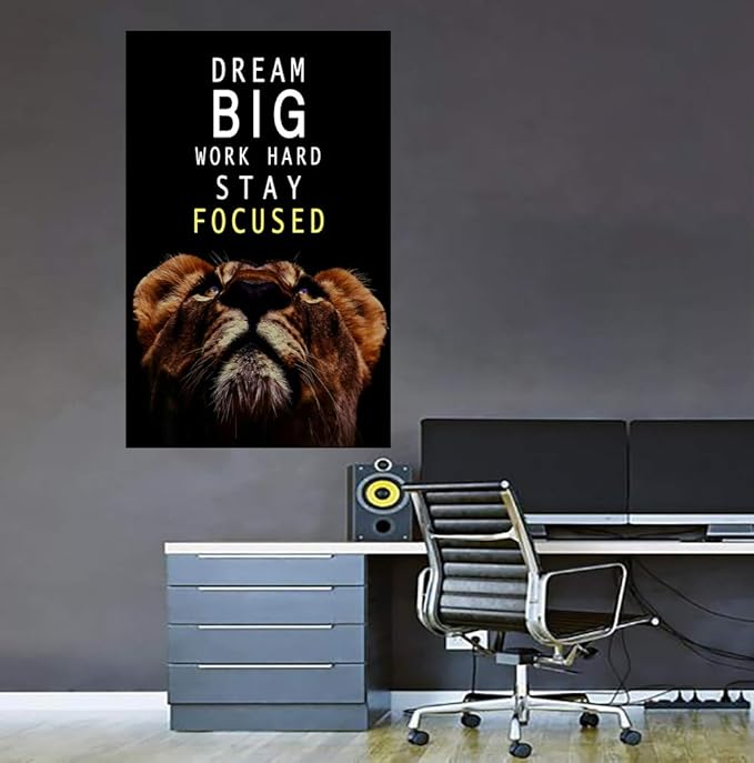 AMART SUN Dream Big and Work Hard • Motivational Print Canvas Wall Art • Inspirational Poster Artwork Modern Home Decor For Home,Office,Gym,Classroom Wall Decor Framed Ready to Hang
