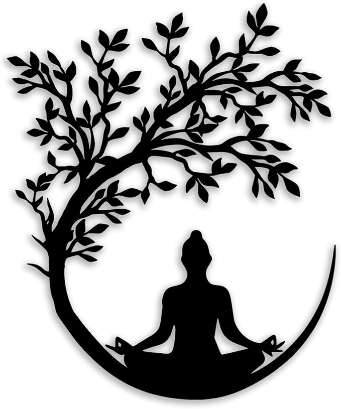OPTYBVFD Tree of Life and Buddha Metal Wall Decor - Zen Room Decor Wall Art Home Decor for Living Room, Bedroom, Office, Yoga, Meditation (Black)