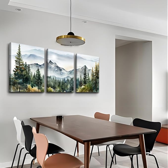 DZRWUBHS Large Wall Art for Living Room Wall Decor for Bedroom Office Decor Abstract Mountain Forest Landscapes Ink Painting Framed Canvas Art Prints Ready to Hang Wall Pictures Modern Home Decor