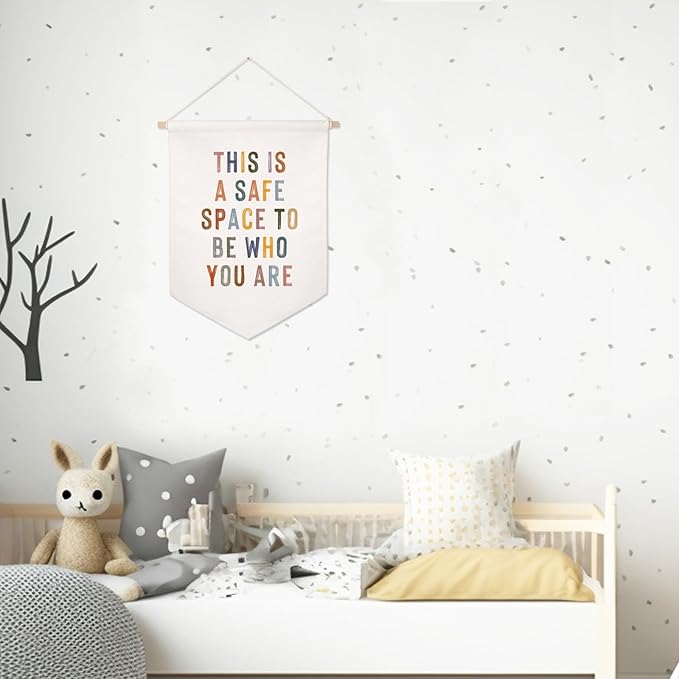 This Is A Safe Space Wall Hanging Banner, Therapy Office Wall Decor, School Counselor, Psychologist Wall Hanging, Classroom Pennant Flag, School Counselor Sign, Calming Corner, Growth Mindset
