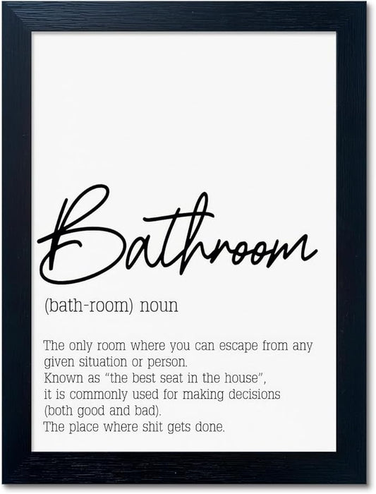 Black and White Bathroom Rules Print Framed Bathroom Pictures Wall Decor Art Modern Canvas Artwork for Guest Toilet Washroom