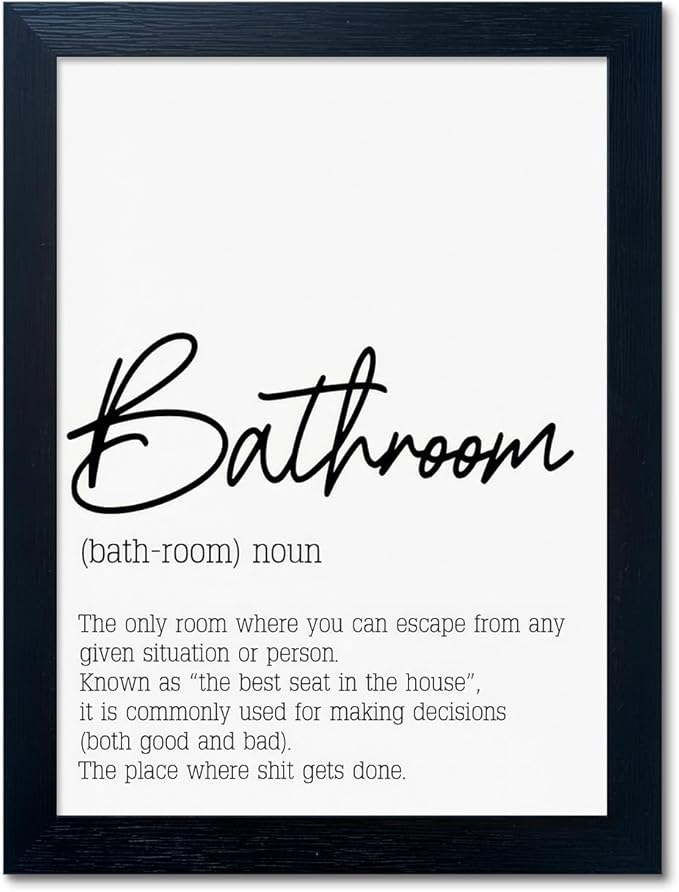 Boswaydeco Bathroom Pictures Wall Decor Black and White Bathroom Rules Wall Art Modern Toliet Decor Canvas Artwork for Guest Washroom