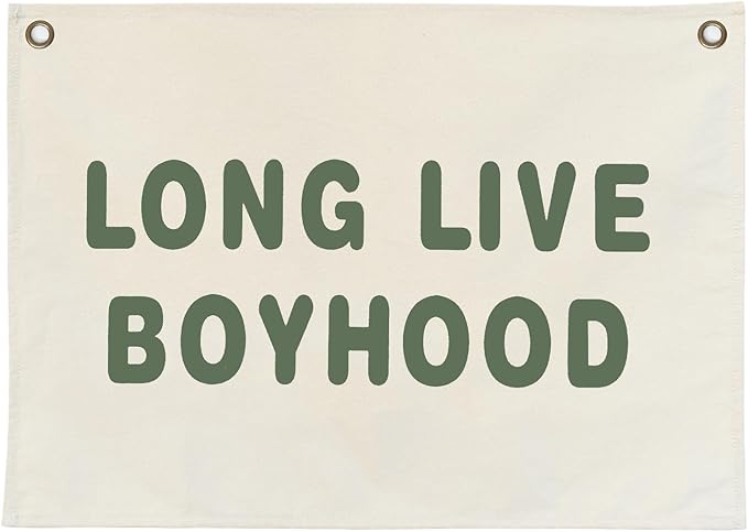 Canvas Banner Hanging Flag Banner for Nursery and Playroom Wall Décor for Kids Trendy Room Décor for Boys and Girls (Boyhood-olive)
