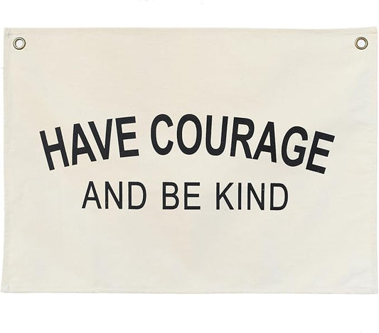 Canvas Banner Hanging Flag Banner for Nursery and Playroom Wall Décor for Kids Trendy Room Décor for Boys and Girls (Courage)