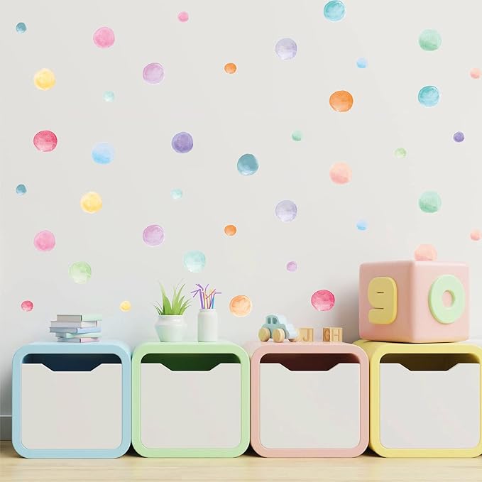 123 Pcs Pastel Polka Dots Wall Stickers, Colorful Round Wall Decal, Peel and Stick Rainbow Wall Stickers, Multicolor Circle Window Clings Decoration for Nursery Wallpaper Kids Bedroom Classroom Wall