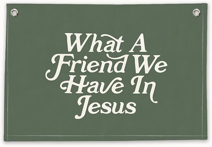 RTXLEZM Kids Room Decor, What a Friend We Have in Jesus Christian Canvas Banner Wall Hanging,Green Minimalist Bible Verse Wall Art Prints for for Classroom, Nursery, Kids Room,20x30