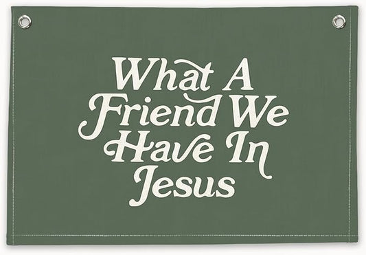 RTXLEZM Kids Room Decor, What a Friend We Have in Jesus Christian Canvas Banner Wall Hanging,Green Minimalist Bible Verse Wall Art Prints for for Classroom, Nursery, Kids Room,20x30