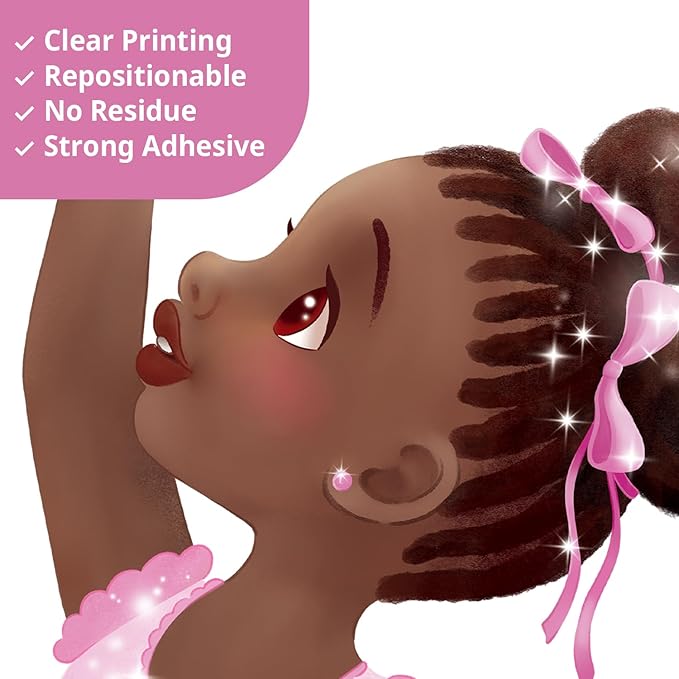 DECOWALL SG2-2319 Black Girl Magic Ballerina Wall Stickers Decals Afro Art Women Inspirational Bedroom Nursery Gift Beautiful playroom Kids décor Baby Butterfly Decoration Motivational Room