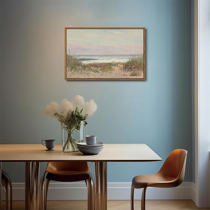 OIQArtOIQ Vintage Landscape Canvas Wall Art Framed Natural Scenery Painting Artwork Prints France Country Wilderness Farmhouse Decor Pictures Kitchen Bedroom Living Room Bathroom