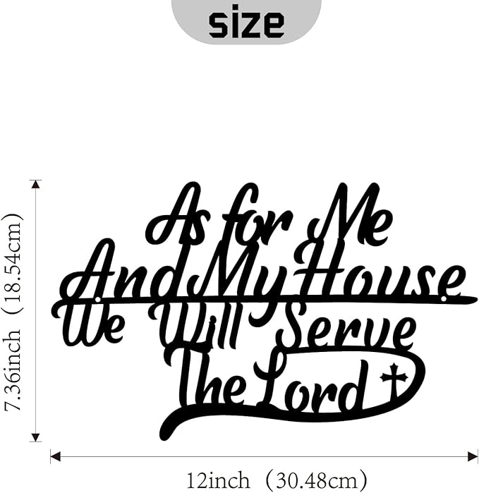 Hppybiry as for Me and My House We Will Serve the Lord Metal Wall Decor Bible Verses Black Metal Signs 12" x7.3" Wall Art Christian Religious Scripture Wall Hanging Decoration for Living Room Office