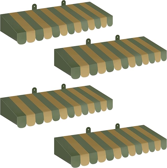 Boao 4 Pack Circus Awning Decoration 3D Stripe Cardboard Awning Carnival Wall Decor Circus Party Favors for Lemonade Stand Bakery Ice Cream Truck Bulletin Board Decor(Green)