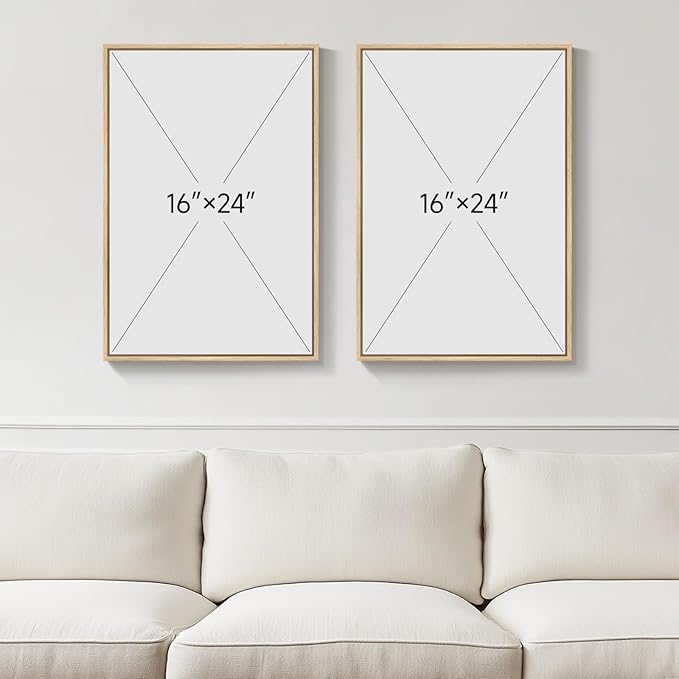 Framed Neutral Abstract Wall Art for Bedroom, 2 Piece Beige and Navy Blue Modern Minimalist Canvas Prints Paintings Artwork for Walls, Colorful Pictures for Living Room Dining Room Wall Decor 16x24 In