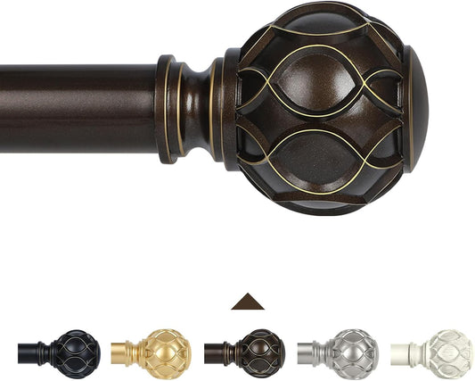 Bronze Farmhouse Curtain Rods for Windows:72-144" Heavy Duty Adjustable Long Curtain Rod for Bedroom Living Room,Boho Decorative Rustic Drapery Rods with Vintage Coastal Finials,Antique Bronze