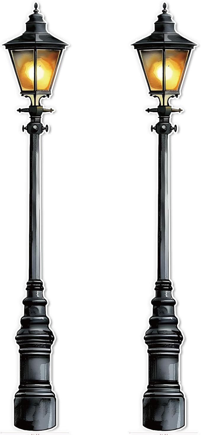 Honoson 2 Pcs 6' Tall Mardi Gras Lamp Post Cardboard Cutouts Winter Vintage Life Size Lamppost Photo Props New Orleans Carnival Street Light Wall Decorations for Masquerade Party Backdrop Home Decor