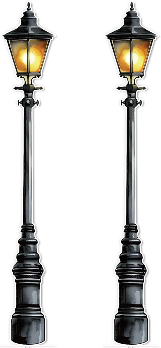 Honoson 2 Pcs 6' Tall Mardi Gras Lamp Post Cardboard Cutouts Winter Vintage Life Size Lamppost Photo Props New Orleans Carnival Street Light Wall Decorations for Masquerade Party Backdrop Home Decor