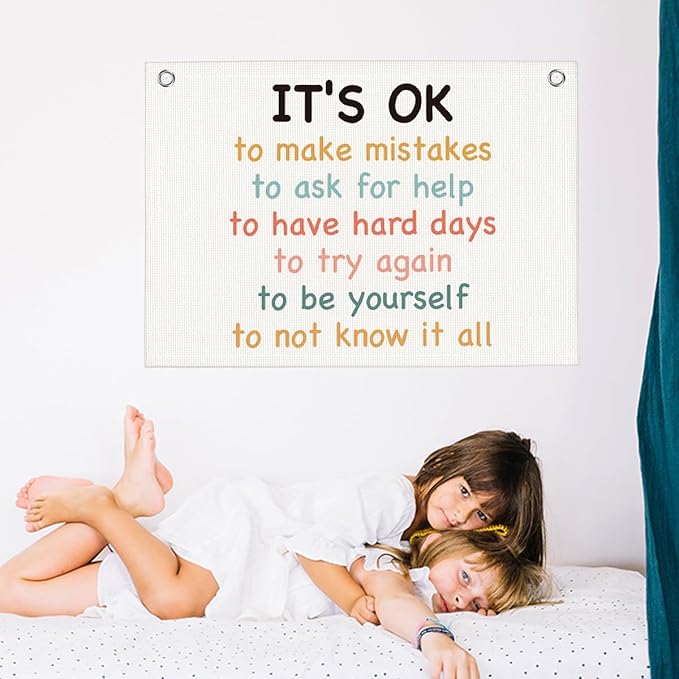 Positive Affirmations Wall Hanging Banner Flag Inspirational Decor for Office Toddler Playroom Nursery Toy Room Trendy Room Motivational Quotes