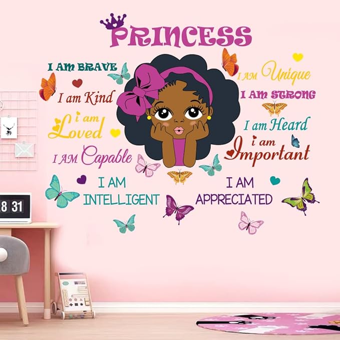 Black Girl Magic Inspirational Wall Quotes I Am Special Motivational Saying African American Wall Sticker for Nursery Baby Toddler Room Afro Kid Bedroom Playroom Wall Decoration Home Decor