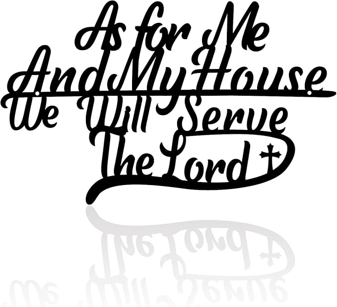 Hppybiry as for Me and My House We Will Serve the Lord Metal Wall Decor Bible Verses Black Metal Signs 40Inch Wall Art Christian Religious Scripture Wall Hanging Decoration for Living Room Office