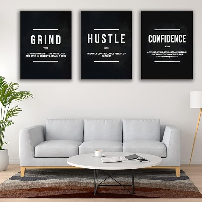 Yetaryy Motivational Poster Inspirational Wall Art 3 Pieces Canvas Painting Lion Artwork for Living Room Office Modern Home Decor Prints Pictures Wall Decor Framed Ready to Hang [60''Wx 28''H]