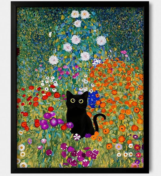Hamduker Canvas Wall Art Cat Decor for Dorm Bedroom Canvas Prints Aesthetic Monet Cat Posters Living Room Decor (Size: 8''x10''x1pcs)
