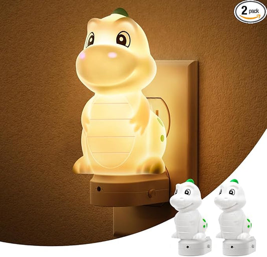 L LOHAS LED Plug in Night Light for Kids,2-Pack 3D Cute Dinosaur Night Lights with Dusk to Dawn Sensor, RGB+Soft White 3000K Dinosaur Night Light,Christmas Birthday Gift Nightlight for Kids,Room Decor