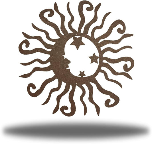 Riverside Designs Wacky Solar Moon Metal Wall Art Steel Outdoor Decor | Heavy-Duty and Waterproof | Made in USA (Rust, 30L x 30W)
