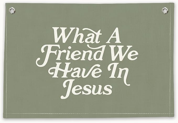 RTXLEZM Kids Room Decor-What a Friend We Have in Jesus Christian Canvas Banner Wall Hanging,Green Minimalist Bible Verse Wall Art Prints for for Classroom, Nursery, Kids Room，20x30