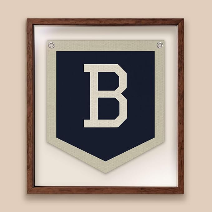 Lacama Toddler Boys Room Decor Name Pennant Flag, Personalized Baby Gifts，Vintage Baby Boy Nursery Wall Art,Baby Boy Gifts, Name Sign for Toddler Bedroom Playroom Kidsroom,Letter B 12x14 in