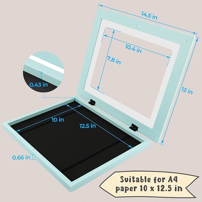Golden State Art, 10x12.5 Kids Art Frames, Front-Opening Picture Frame Great for Kids Drawings, Artworks, Children Art Projects, Schoolwork, Home or Office (Light Blue Set of 2)