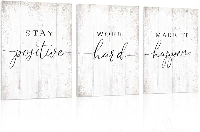 Inspirational Quotes Office Wall Art: Motivational Poster Positive Sayings Office Wall Decor, 3 Piece White Motivation Picture Inspirational Prints 12x16"