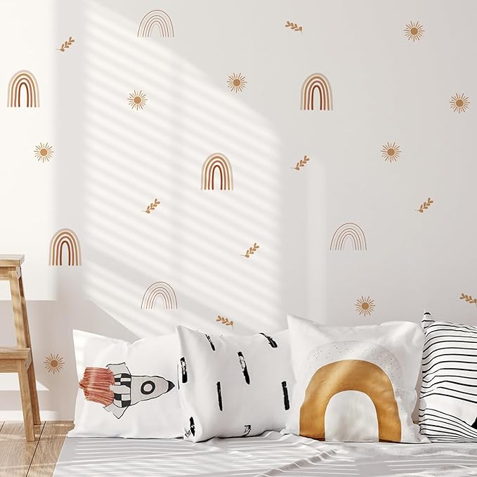 QUCHENG Boho Wall Stickers Girls Bedroom Removable Wall Decals Nursery Kids Room Decor Vinyl Murals DIY Cute Decorations 6 Sheets