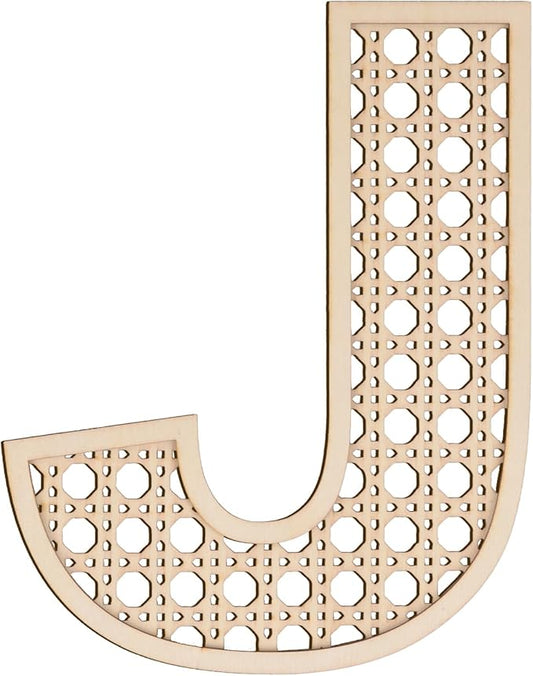 Large Boho Wooden Rattan Letters 12 inch for Nursery Decor Wood Letter J Wall Decors for Baby Girl Boy Bedroom Home Rustic Name Sign Birthday Wedding Decorative Letters