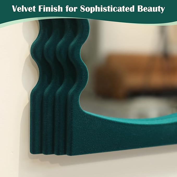 Green Wall Mirror Decor for Hallway Entryway, Irregular Arched Small Decorative Mirrors for Home Office Living Room, Modern Hanging Wall Art Sculpture for Christmas Wedding Gift (Green)