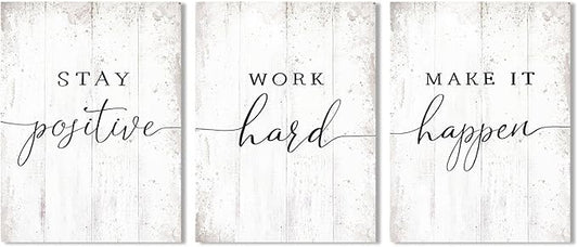 Inspirational Quotes Office Wall Art: Motivational Poster Positive Sayings Office Wall Decor, White Motivation Picture Inspirational Prints 6 Piece 12x16"