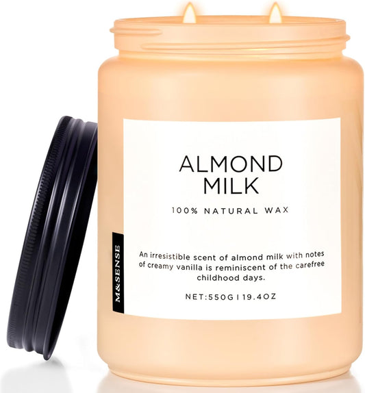 M&SENSE Creamy Vanilla Scented Candles for Home, 19.4oz 110 Hours Long Lasting Non Toxic Natural Organic Soy Wax Relaxing Scented Candle Housewarming Gift for Friends Teachers