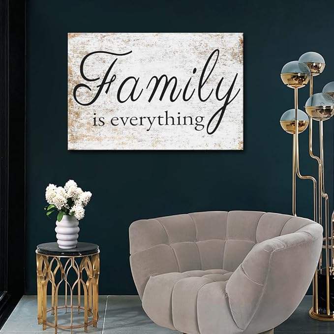 VVJSZHJ Large Rustic Family Wall Art Decor Print Canvas Wedding Decor Farmhouse Office Dining Room Home Over Bed Wall Decor (Family, 24x36 inch, Wrapped Canvas)